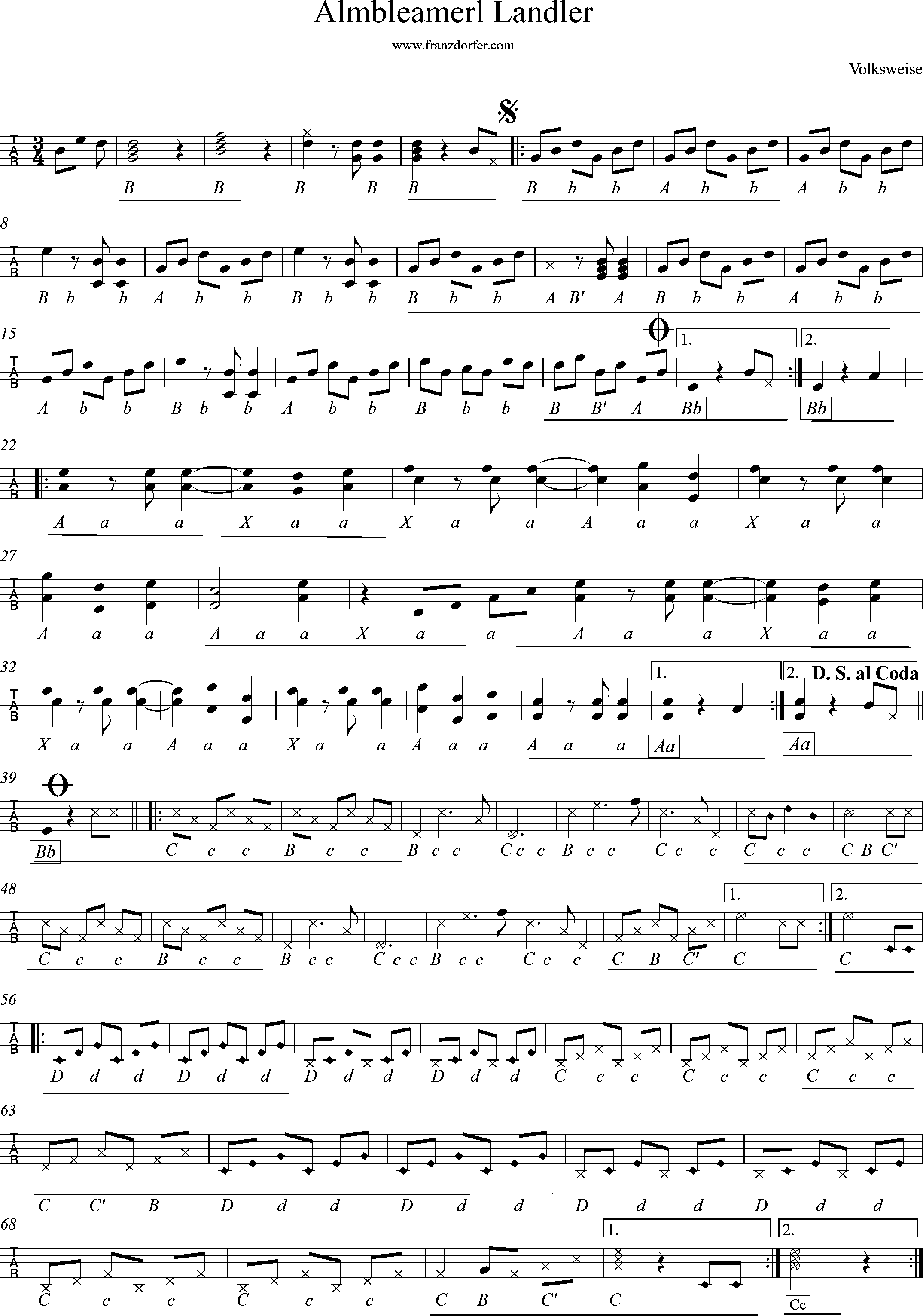 Griffschrift, Almbleamerl Landler